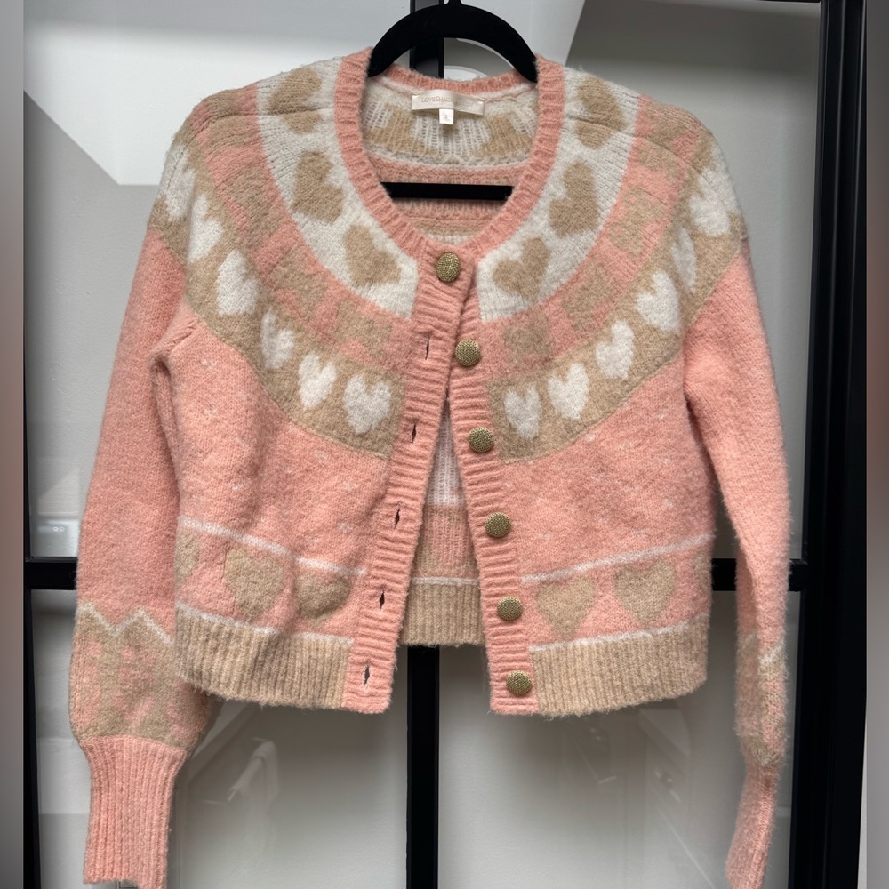 LOVESHACKFANCY Dimples Wool Blend Cropped Cardigan in decent condition